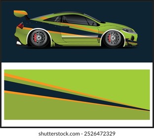 Racing car wrap with abstract stripe shapes  design
