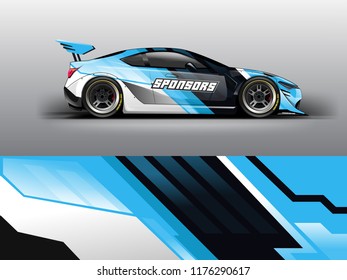 Racing car wrap. Blue abstract strip for racing car wrap, sticker, and decal. vector eps 10 format.