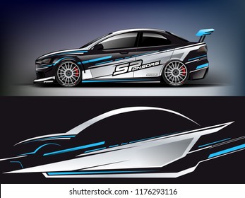 Racing car wrap. Blue abstract strip for racing car wrap, sticker, and decal. vector eps 10 format.