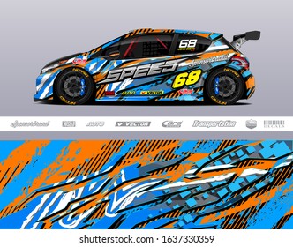 Racing car wrap decal graphic vector kit. Abstract stripe racing background designs for vinyl wrap race car, cargo van, pickup truck, adventure vehicle. Eps 10