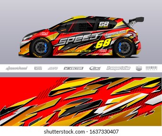 Racing car wrap decal graphic vector kit. Abstract stripe racing background designs for vinyl wrap race car, cargo van, pickup truck, adventure vehicle. Eps 10