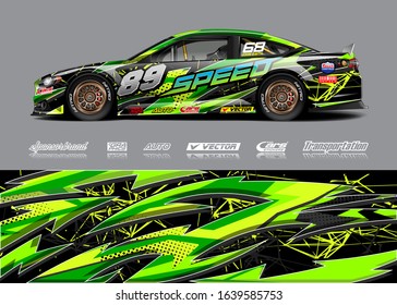 Racing car wrap decal graphic vector kit. Abstract stripe racing background designs for vinyl wrap race car, cargo van, pickup truck, adventure vehicle. Eps 10