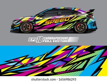 Racing car wrap decal illustration. Abstract stripe racing background kit for wrapping all vehicle. Full vector eps 10