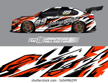 Racing car wrap decal illustration. Abstract stripe racing background kit for wrapping all vehicle. Full vector eps 10