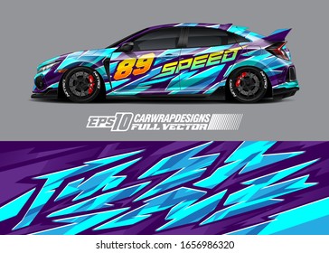 Racing car wrap decal illustration. Abstract stripe racing background kit for wrapping all vehicle. Full vector eps 10