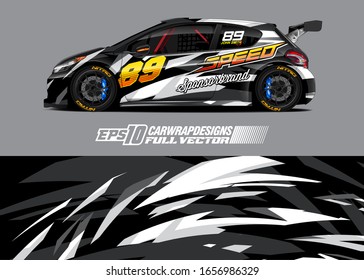 Racing car wrap decal illustration. Abstract stripe racing background kit for wrapping all vehicle. Full vector eps 10