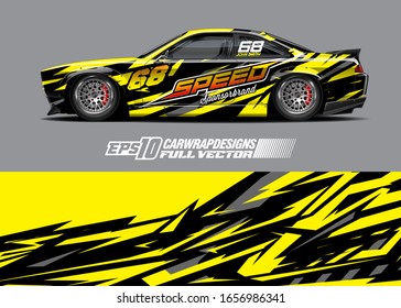 Racing car wrap decal illustration. Abstract stripe racing background kit for wrapping all vehicle. Full vector eps 10