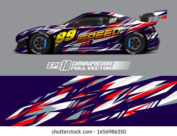 Racing car wrap decal illustration. Abstract stripe racing background kit for wrapping all vehicle. Full vector eps 10