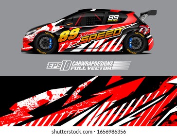 Racing car wrap decal illustration. Abstract stripe racing background kit for wrapping all vehicle. Full vector eps 10