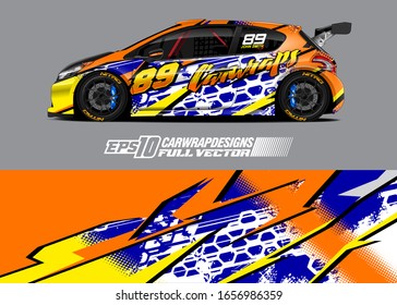 Racing car wrap decal illustration. Abstract stripe racing background kit for wrapping all vehicle. Full vector eps 10