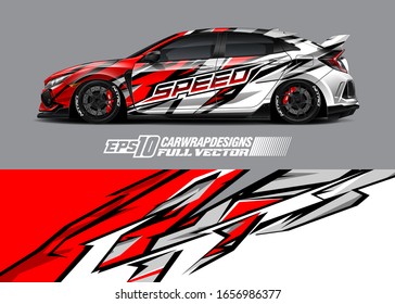 Racing car wrap decal illustration. Abstract stripe racing background kit for wrapping all vehicle. Full vector eps 10