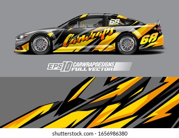 Racing car wrap decal illustration. Abstract stripe racing background kit for wrapping all vehicle. Full vector eps 10