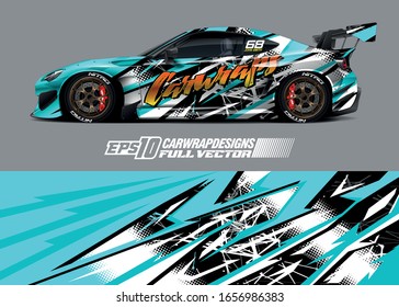 Racing car wrap decal illustration. Abstract stripe racing background kit for wrapping all vehicle. Full vector eps 10