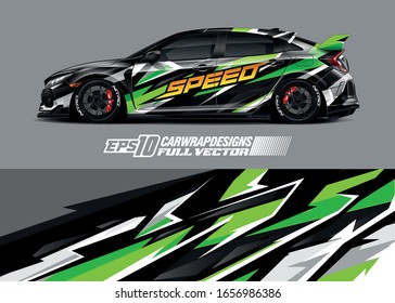 Racing car wrap decal illustration. Abstract stripe racing background kit for wrapping all vehicle. Full vector eps 10