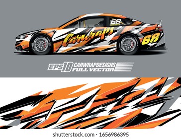 Racing car wrap decal illustration. Abstract stripe racing background kit for wrapping all vehicle. Full vector eps 10