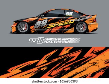 Racing car wrap decal illustration. Abstract stripe racing background kit for wrapping all vehicle. Full vector eps 10