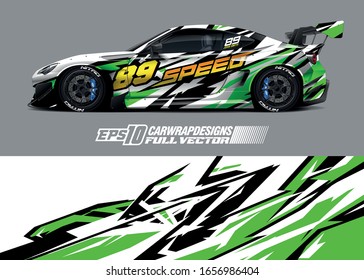 Racing car wrap decal illustration. Abstract stripe racing background kit for wrapping all vehicle. Full vector eps 10