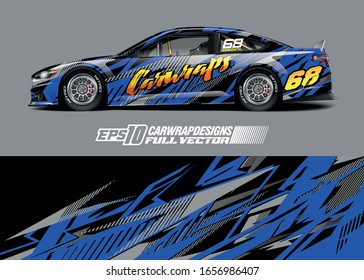 Racing car wrap decal illustration. Abstract stripe racing background kit for wrapping all vehicle. Full vector eps 10