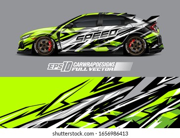 Racing car wrap decal illustration. Abstract stripe racing background kit for wrapping all vehicle. Full vector eps 10