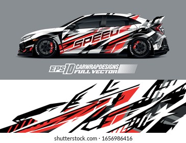 Racing car wrap decal illustration. Abstract stripe racing background kit for wrapping all vehicle. Full vector eps 10