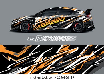 Racing car wrap decal illustration. Abstract stripe racing background kit for wrapping all vehicle. Full vector eps 10