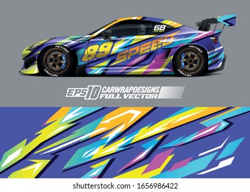 Racing car wrap decal illustration. Abstract stripe racing background kit for wrapping all vehicle. Full vector eps 10