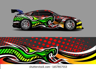 Racing car wrap decal illustration. Abstract stripe racing background kit for wrapping all vehicle