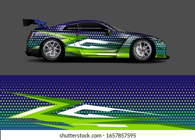 Racing car wrap decal illustration. Abstract stripe racing background kit for wrapping all vehicle