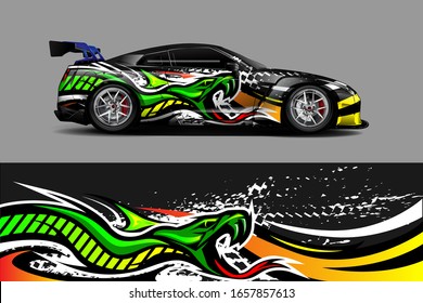 Racing car wrap decal illustration. Abstract stripe racing background kit for wrapping all vehicle