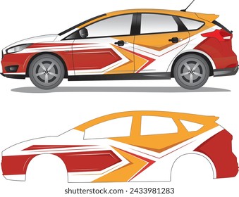 Racing car wrap, car decal vector illustration