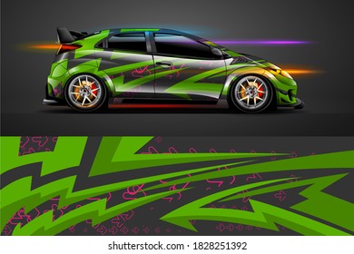 Diseño de envoltura de coches de carreras con fondo deportivo abstracto