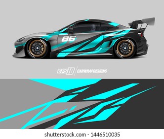 Racing Car Wrap Design Concept. Abstract Racing Background For Wrapping Vehicles, Race Cars, Cargo Van, Pickup Trucks And Racing Livery.