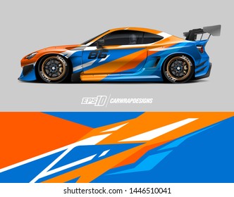 Racing car wrap design concept. Abstract racing background for wrapping vehicles, race cars, cargo van, pickup trucks and racing livery.