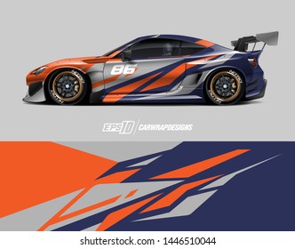 Racing car wrap design concept. Abstract racing background for wrapping vehicles, race cars, cargo van, pickup trucks and racing livery.