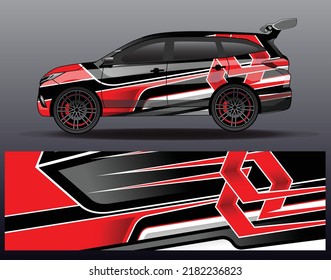 Racing car wrap design concept. Abstract racing background for wrapping vehicles, race cars, cargo van, pickup trucks and racing livery