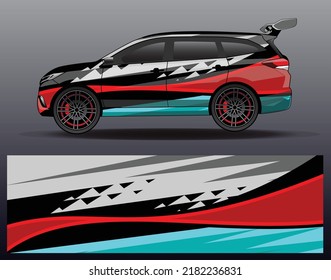 Racing car wrap design concept. Abstract racing background for wrapping vehicles, race cars, cargo van, pickup trucks and racing livery