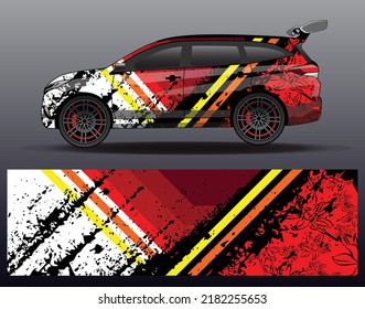 Racing car wrap design concept. Abstract racing background for wrapping vehicles  race cars  cargo van  pickup trucks and racing livery