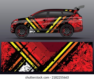 Racing car wrap design concept. Abstract racing background for wrapping vehicles  race cars  cargo van  pickup trucks and racing livery
