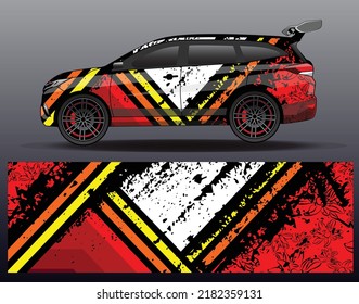 Racing car wrap design concept. Abstract racing background for wrapping vehicles  race cars  cargo van  pickup trucks and racing livery