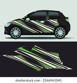 Racing car wrap design concept. Abstract racing background for wrapping vehicles, race cars, cargo van, pickup trucks and racing livery.