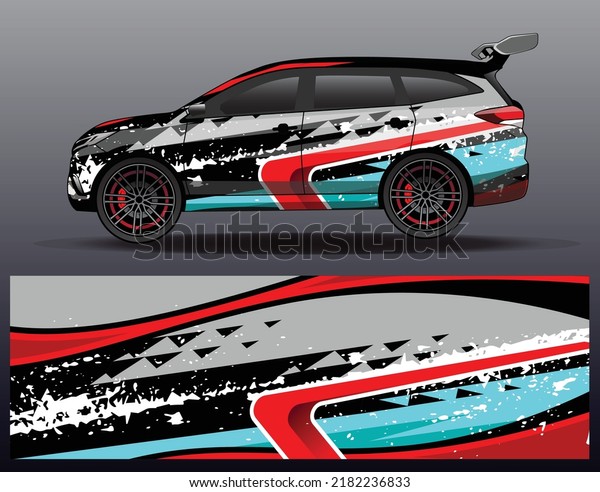 Racing car wrap design concept. Abstract racing\
background for wrapping vehicles, race cars, cargo van, pickup\
trucks and racing\
livery