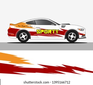 Racing car wrap design. Graphic abstract stripe racing background kit designs for wrap race car, vehicle, adventurey, rally and livery 