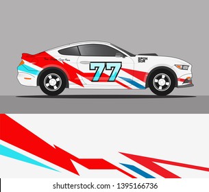Racing car wrap design. Graphic abstract stripe racing background kit designs for wrap race car, vehicle, adventurey, rally and livery 