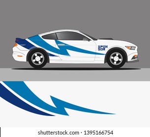 Racing car wrap design. Graphic abstract stripe racing background kit designs for wrap race car, vehicle, adventurey, rally and livery 