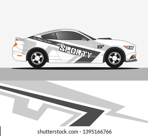 Racing car wrap design. Graphic abstract stripe racing background kit designs for wrap race car, vehicle, adventurey, rally and livery 