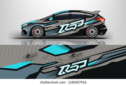 Racing car wrap design. sedan hatchback wrap design. abstract background with  vector.