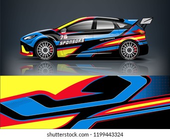 Racing car wrap design. sedan hatchback wrap design. abstract background with vector.