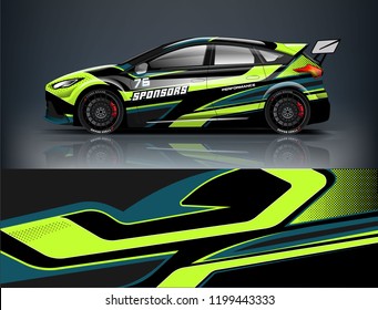 Racing car wrap design. sedan hatchback wrap design. abstract background with vector.