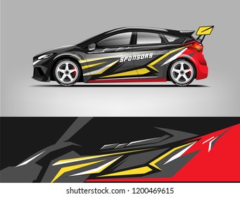 Racing car wrap design. sedan hatchback wrap design. abstract background with vector.