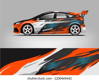 Racing car wrap design. sedan hatchback wrap design. abstract background with vector.